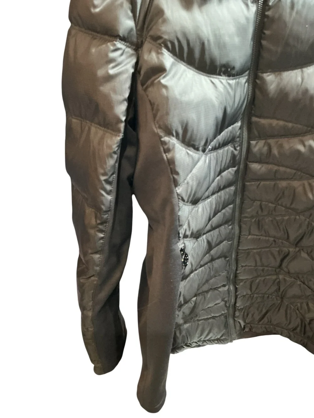 Michael Kors Quilted Long Puffer Coat Side Panel Detail SZ L